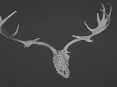FILIGREE DEER OR ELK SKULL WITH HORN 3D print model