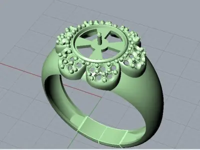 Flower ring with gems 3D print model