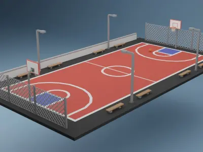 Low Poly Basketball Court Pack Low-poly 3D model