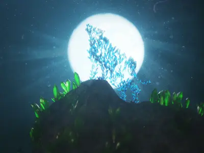 Crystal Wolf Scene Low-poly 3D model