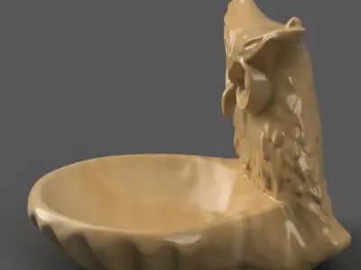 owl planter- vase- urn- candy dish- candle holder- sink 3D print model