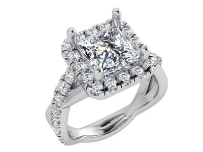 Square Halo Twisted Ring 3638 3D print model