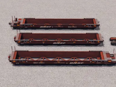 Gunderson Maxi-IV BNSF Double Stack Well Cars Low-poly 3D model