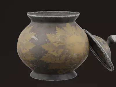 Golden Pot Low-poly 3D model