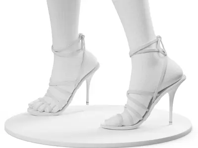 Balenciaga lace high heel shoes 3D model