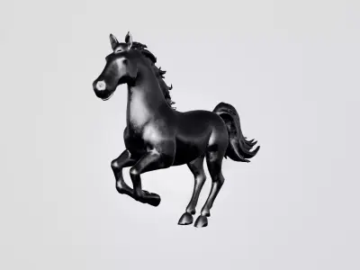 Elegant 3D Decoration  Black Horse in Dynamic Motion 3D model