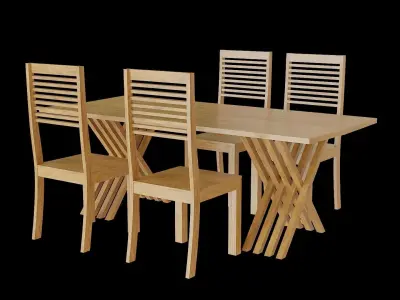 Table set Pack 08 Low-poly 3D model