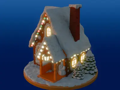 Snowy gingerbread house 3D print model