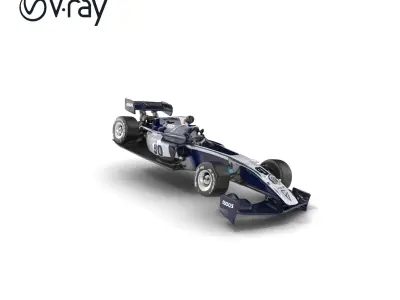 Glossy Navy Blue Formula  Race Car model pack Low-poly 3D model