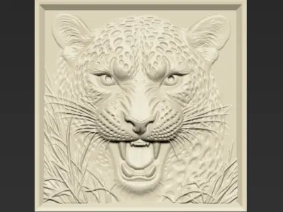 Angry Leopard Head A66 3D print model