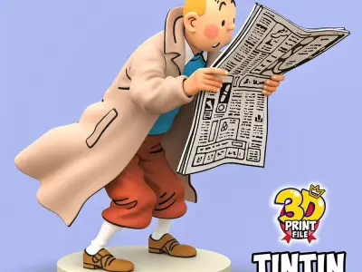 TINTIN sapristi with newspaper  3D print model