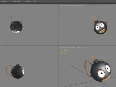 cartoon funny backpack - smiley bomb Low-poly 3D model