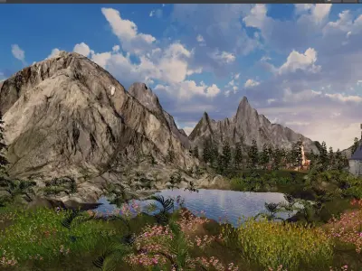 Mountain in a Beautiful Landscape 3D model     Free low-poly 3D model