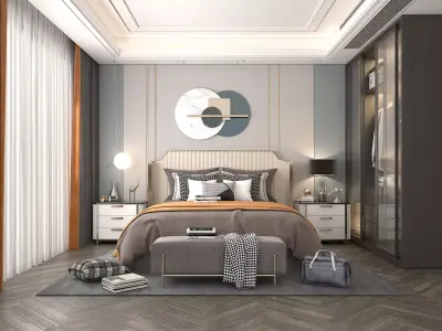 Modern Bedroom Scene 27 3D model