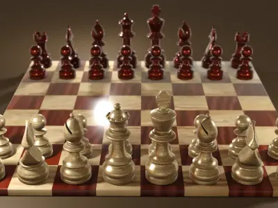 Chess Set Classic Low-poly 3D model