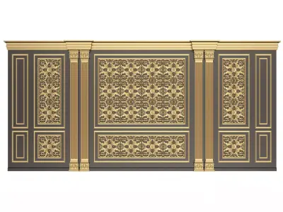 Boiserie Classic Wall with Mouldings 018 Black Low-poly 3D model