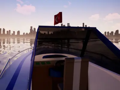 BOAT MODEL floating in water Low-poly 3D model