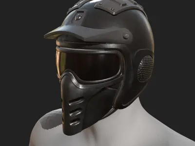 Helmet combat military Scifi 3d model gas mask  Low-poly 3D model