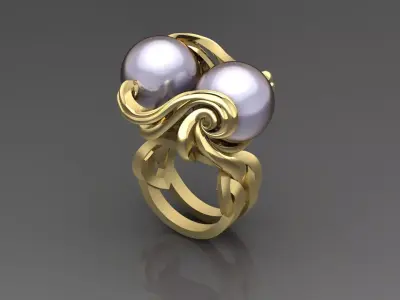 Ring with couple Pearl 3D print model