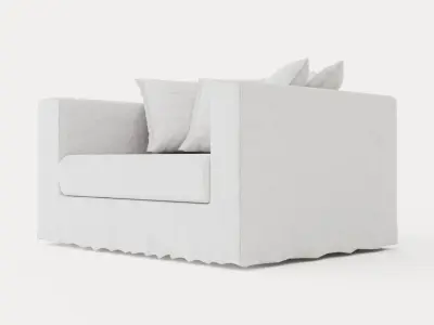 Le Grand Air Loveseat Linen - Natural Blonde Low-poly 3D model