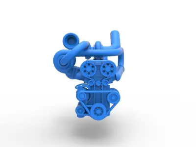 Twin Turbo straight-six engine Scale 1 to 25 3D print model