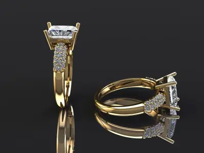 Custom Solitaire woman Ring   3D model