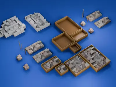 Modular Modern Art Sculpture Concept Golf Creator Kit Low-poly 3D model