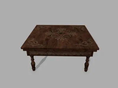 Table coffee with ornate design Low-poly 3D model