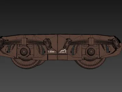Train bogie low-poly 3D model Low-poly 3D model