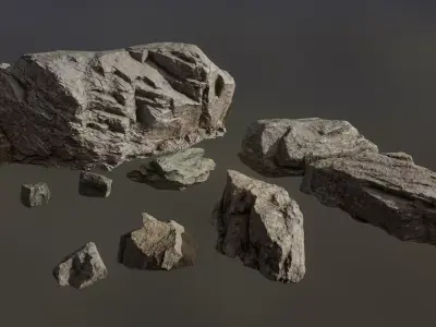 Rock model set piece of Low-poly 3D model