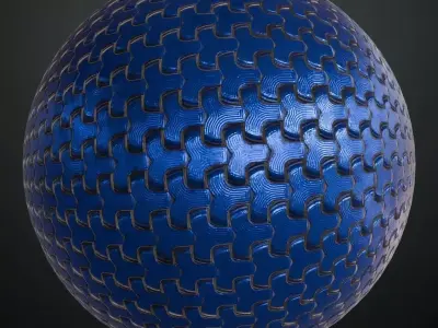 Sci-fi Geometric Blue Metal PBR Seamless Texture
