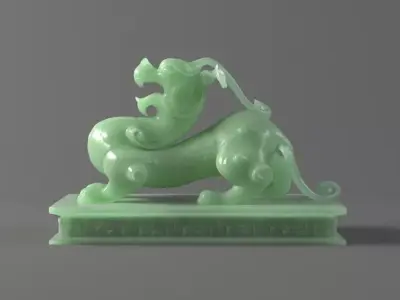 Ancient Chinese Jade Carved Jade Kirin Seal 3D model