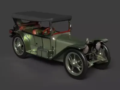 Green vintage  car figure  Low-poly 3D model
