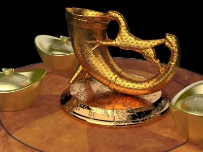 chinese gold ingot with horn 3D model