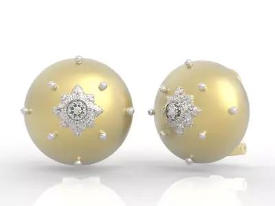 Luxury Round Diamond Stud Earrings 3D print model