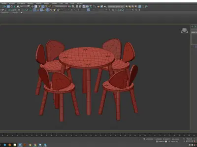 Oak chair Low-poly 3D model