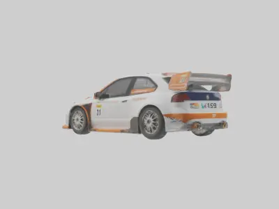 Rally Car with Modern Wheels model Low-poly 3D model