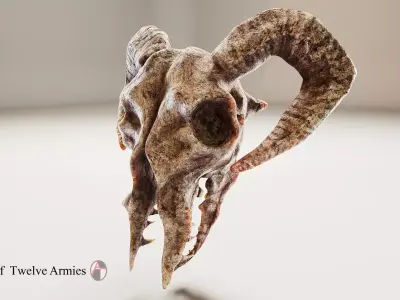 3D Ram Skull  Game and Movie Ready Asset Low-poly 3D model