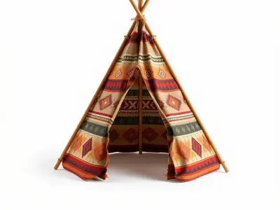 Traditional Native Tent Model Pack with Vibrant Patterns Low-poly 3D model