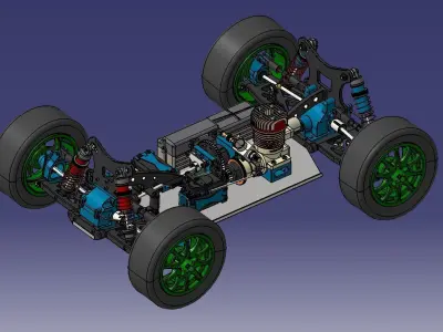 RC methanol fuel car chassis 3D model
