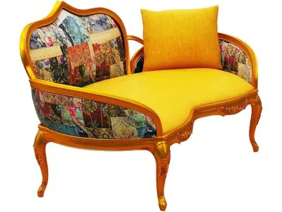 Classical sofa 2 seater Low-poly 3D model