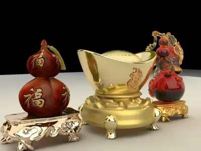 Chinese Gourd with Yuanbao 3D model