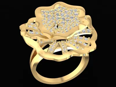Luxury Flower Diamond Ring for Women 2610 3D print model