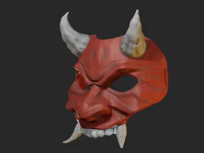 Oni Mask 9 Demon Half Face 3D print model