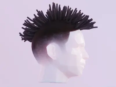 Mohawk Dreadlocks Low-poly 3D model