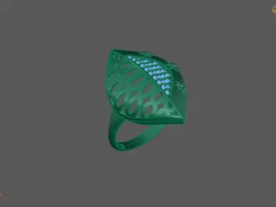 Women Ring With Stone Diamond Ready STL 3DM Models Womens Rings 3D print model 16