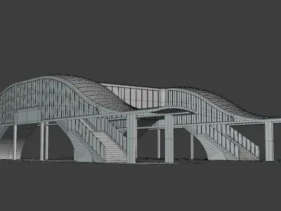 Covered pedestrian bridge II 3D model