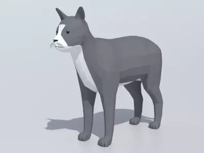Low Poly Cartoon Cat Low-poly 3D model