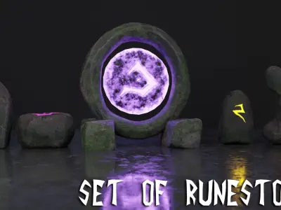 Runestones Pack Free low-poly 3D model