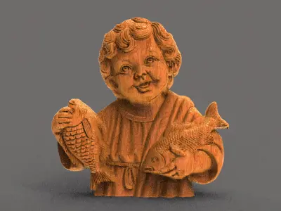 infant jesus with fish  3D print model